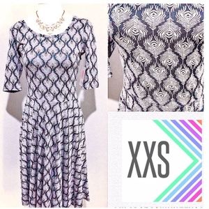 LuLa XXS Blue White Peacock Dress NWT